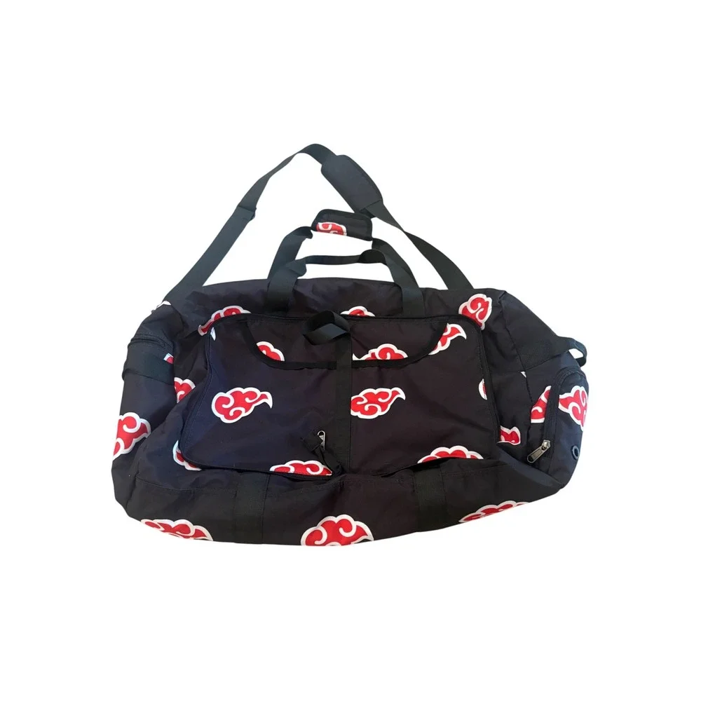 Naruto Akatsuki Anime Foldable Duffel Gym Bag Black Red Clouds 55L Extra Large